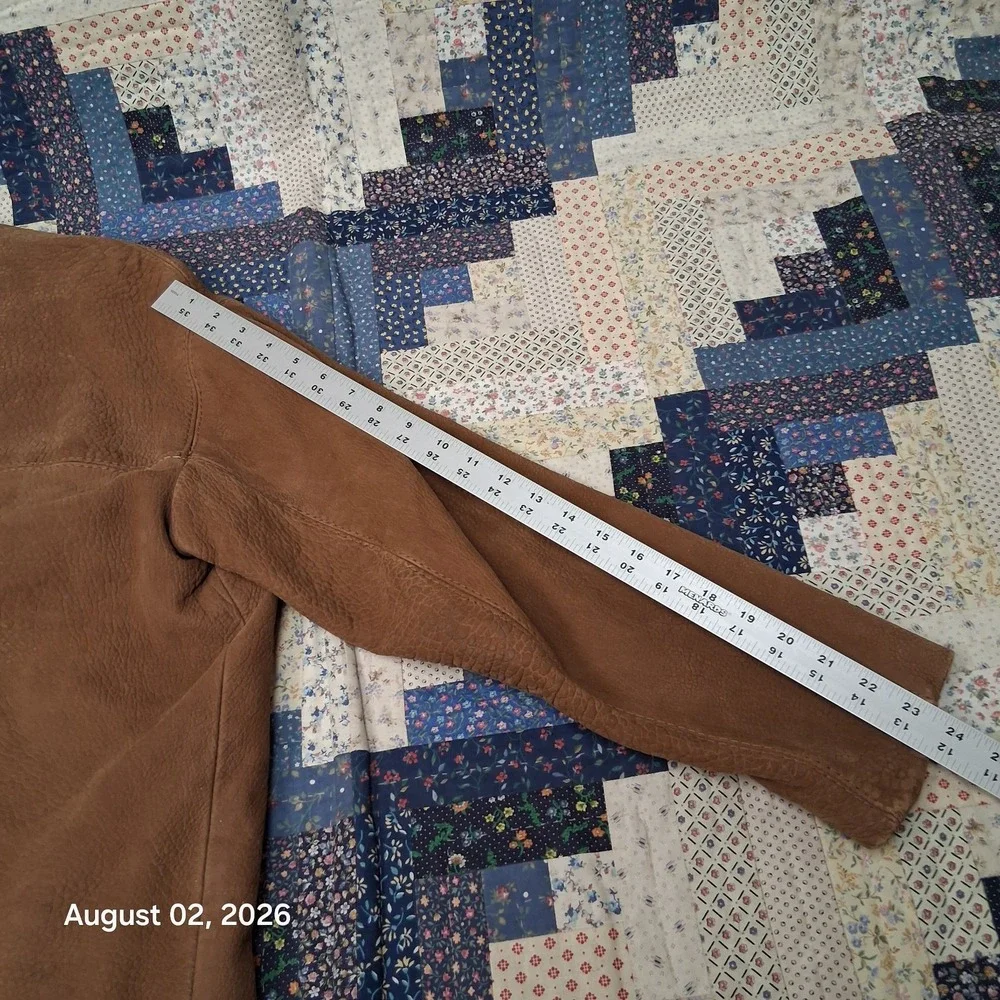 Vintage Eros Modelli Mens Brown Leather Field Jacket Medium Wooden Buttons